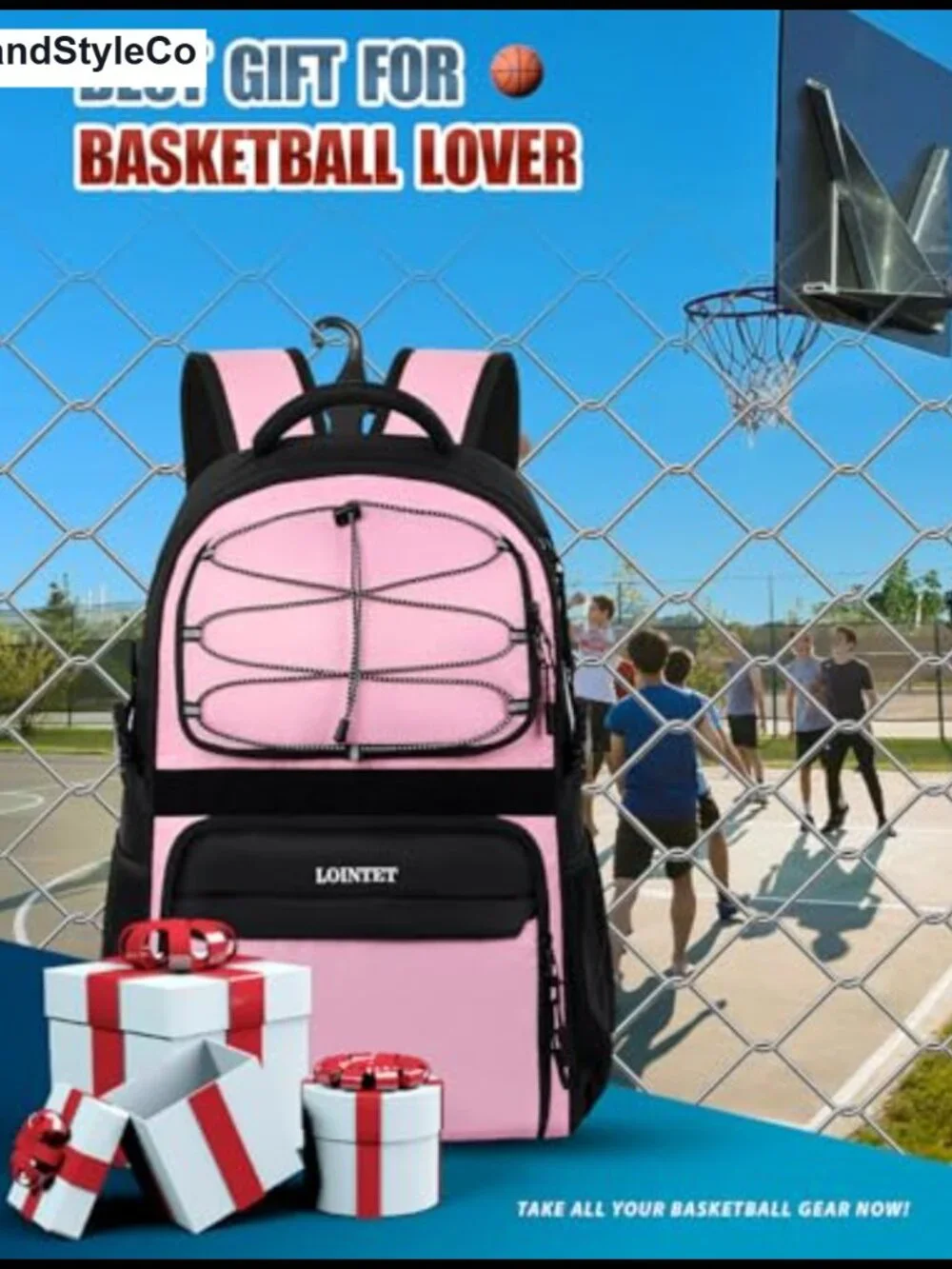 Large Basketball Backpack with Ball Holder & Shoe Compartment, Waterproof Nylon